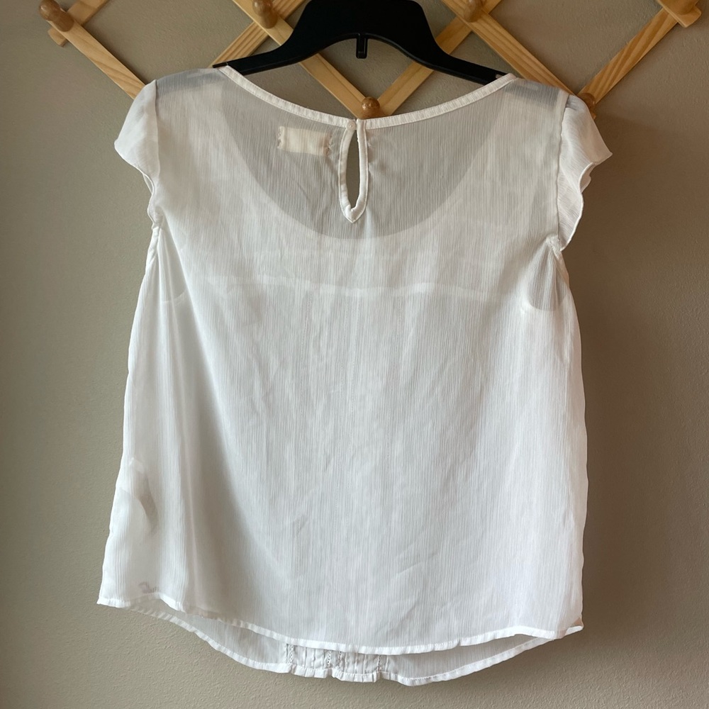 Sheer white Hollister top. Size L - Picture 2 of 4
